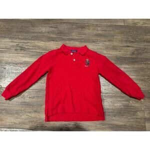 Polo Ralph Lauren Toddler Boys Red Long Sleeve Shirt with Skiing Bear sz 4T